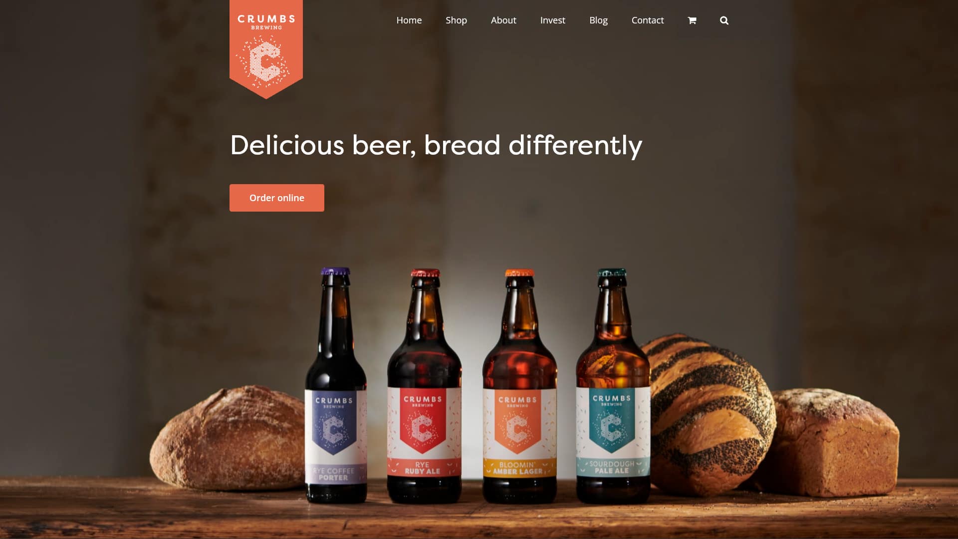 The Crumbs Brewing website homepage