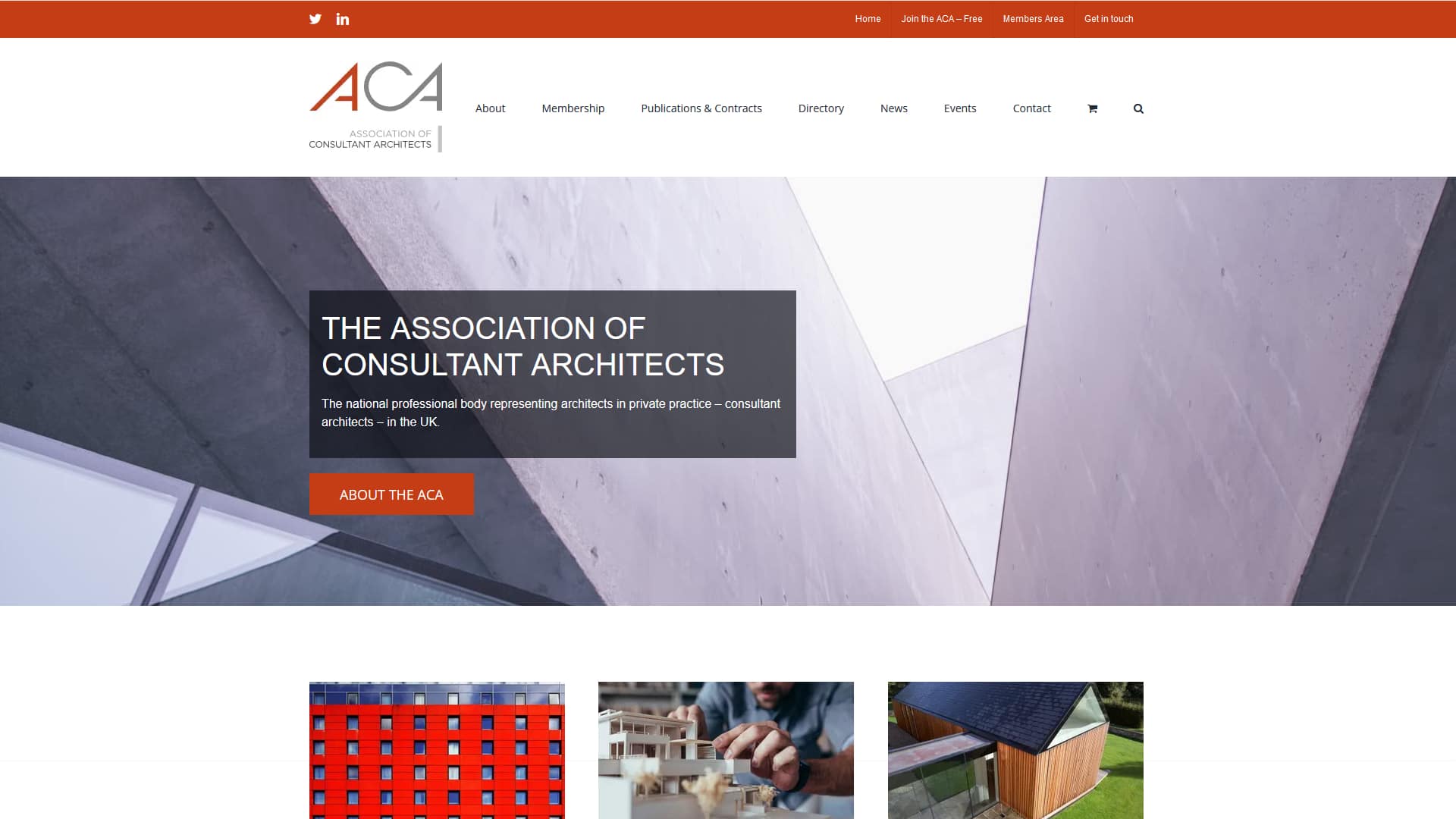 The Association of Consultant Architects website homepage