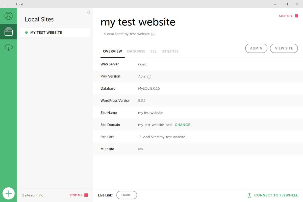 Local by Flywheel interface