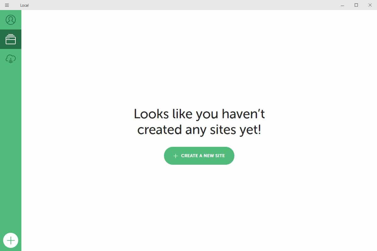 Local by Flywheel starting screen