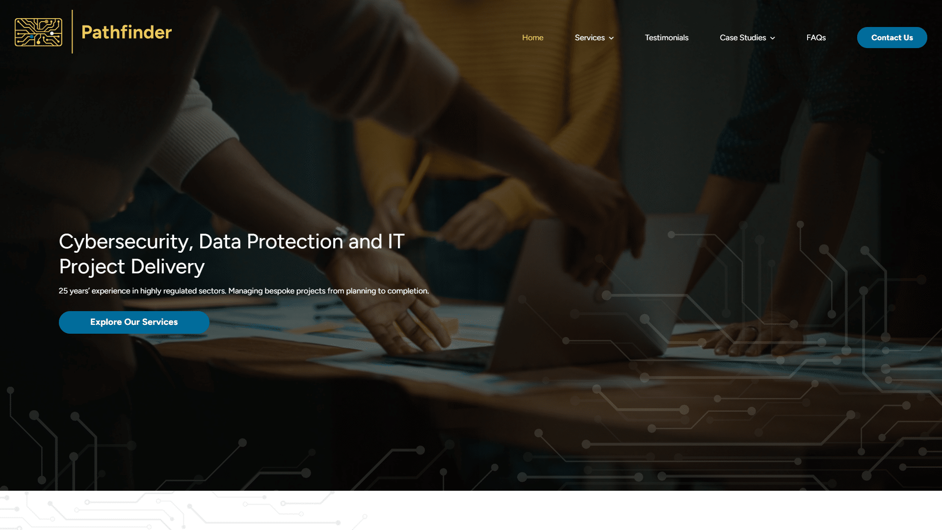 The Pathfinder Project Management website homepage